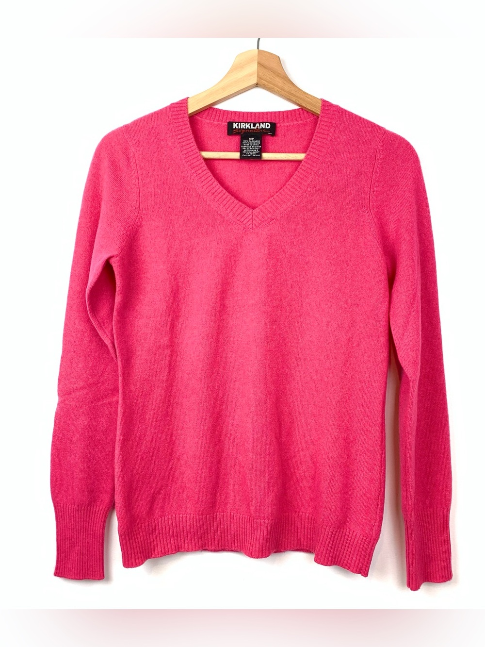 100% Cashmere Sweater Pink Sz Small Kirkland V-Neck Long Sleeves Quiet Luxury